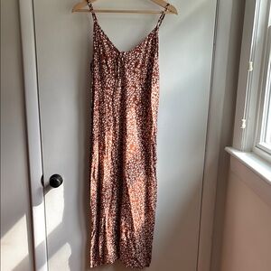Brown and White Spaghetti Strap Dress